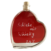 Schlehenlikör m. Whisky 20% Vol. in Herzflasche 200ml