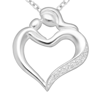925-Sterling-Silver-Mother-and-Child-Pendant-Decorated-wi...