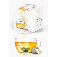 Tasse mit Deckel aus Glas, hervorragend geeignet für Teeblumen und Tee im Beutel